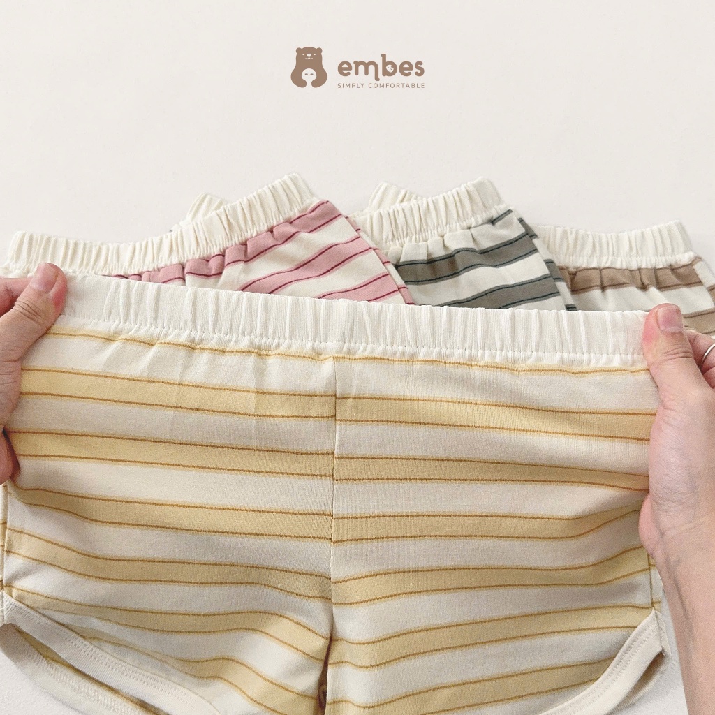 Bộ Cộc Cho Bé Embes, Bộ Cộc Tay In Hình Phối Quần Kẻ Chất Cotton Mềm Cho Bé Trai Bé Gái Từ 8-17Kg