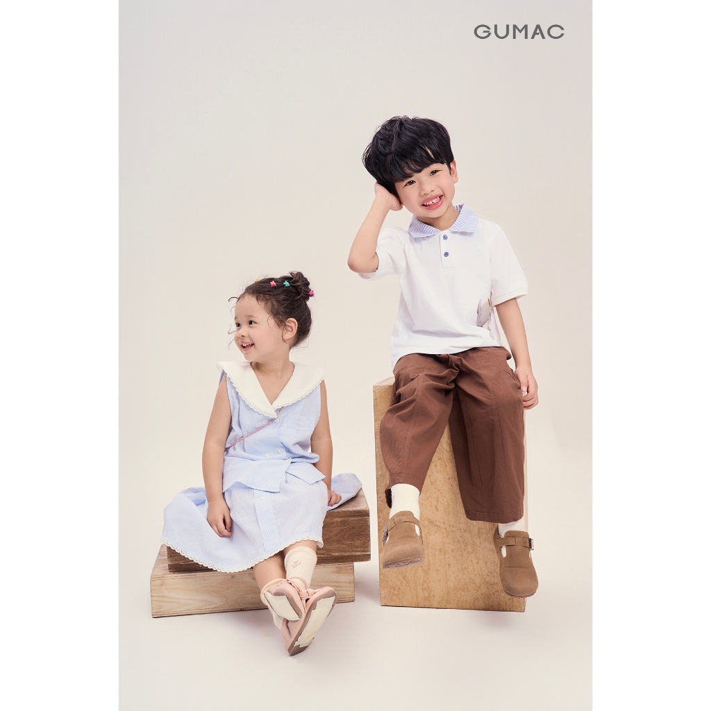 Áo Polo Bé Trai GUMAC Tay Ngắn In Hình Con Voi Cotton 2C Mềm Mát Dễ Thương APKG04088