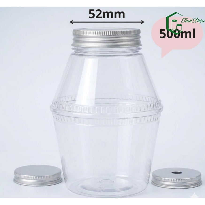 [Sỉ Tận Xưởng] Set 25 Chai Nhựa PET Hình Thú Trong Dày 500ml Nắp Nhôm Đựng Trà Sữa Nước Ép Cafe Sữa