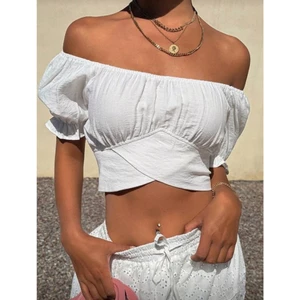 Áo croptop nữ trễ vai màu trơn chất Viscose xịn đẹp sẵn 1S