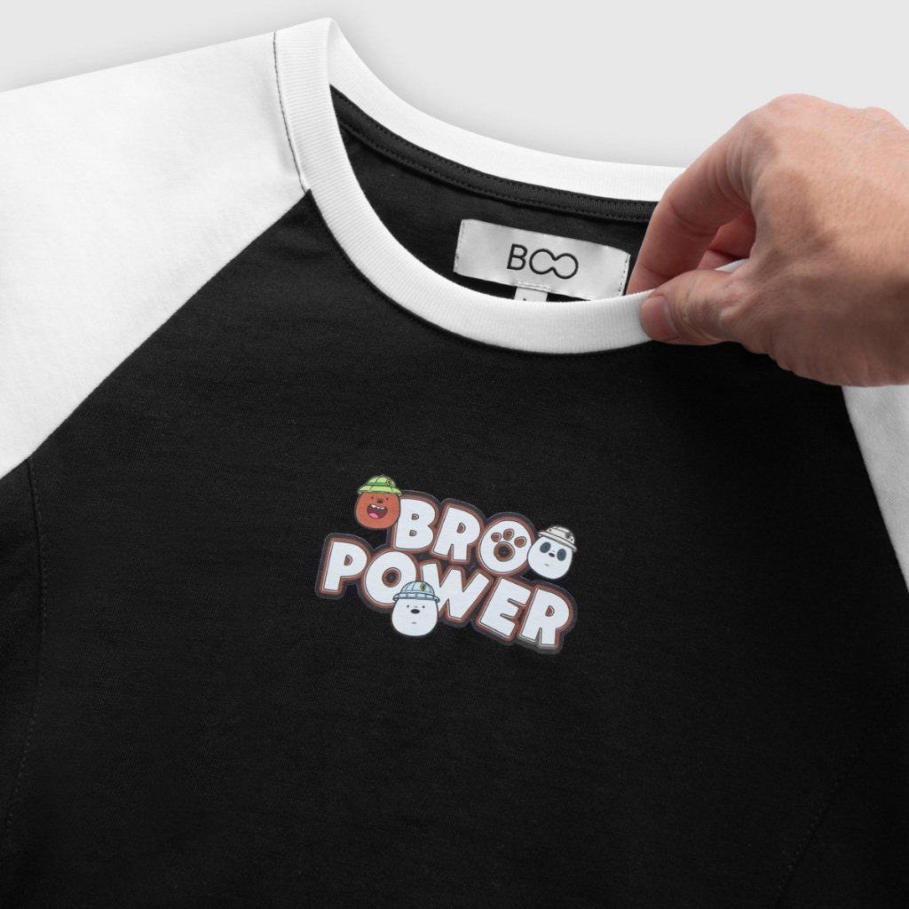 [BST We Bare Bears] Áo Thun BOO Nữ Form Raglan In Hình Gấu Ngộ Nghĩnh Đáng Yêu Phối Màu Sắc Trẻ Trung