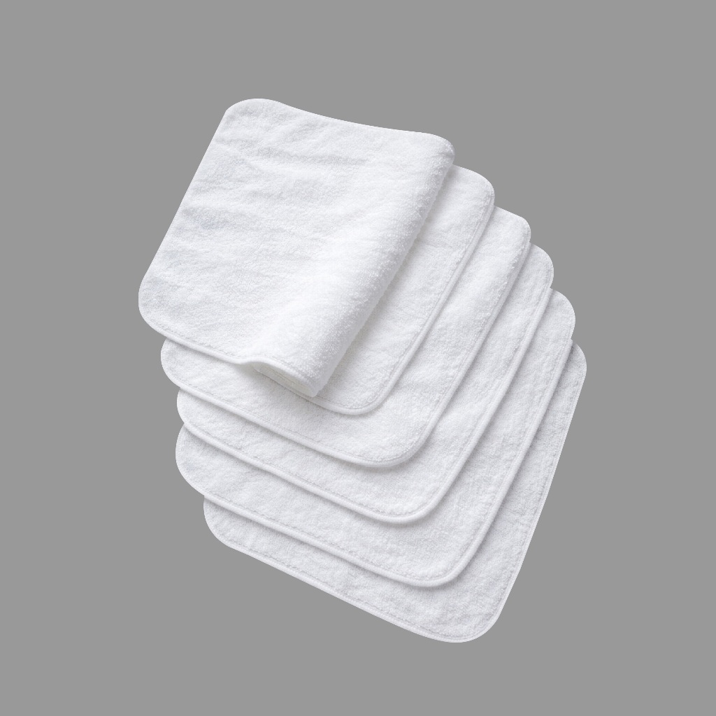 Khăn Trắng Lau Đa Năng 30x30cm – Khăn Cotton 100% Hàng Xuất Dư, Giẻ Lau Trắng Bo Viền