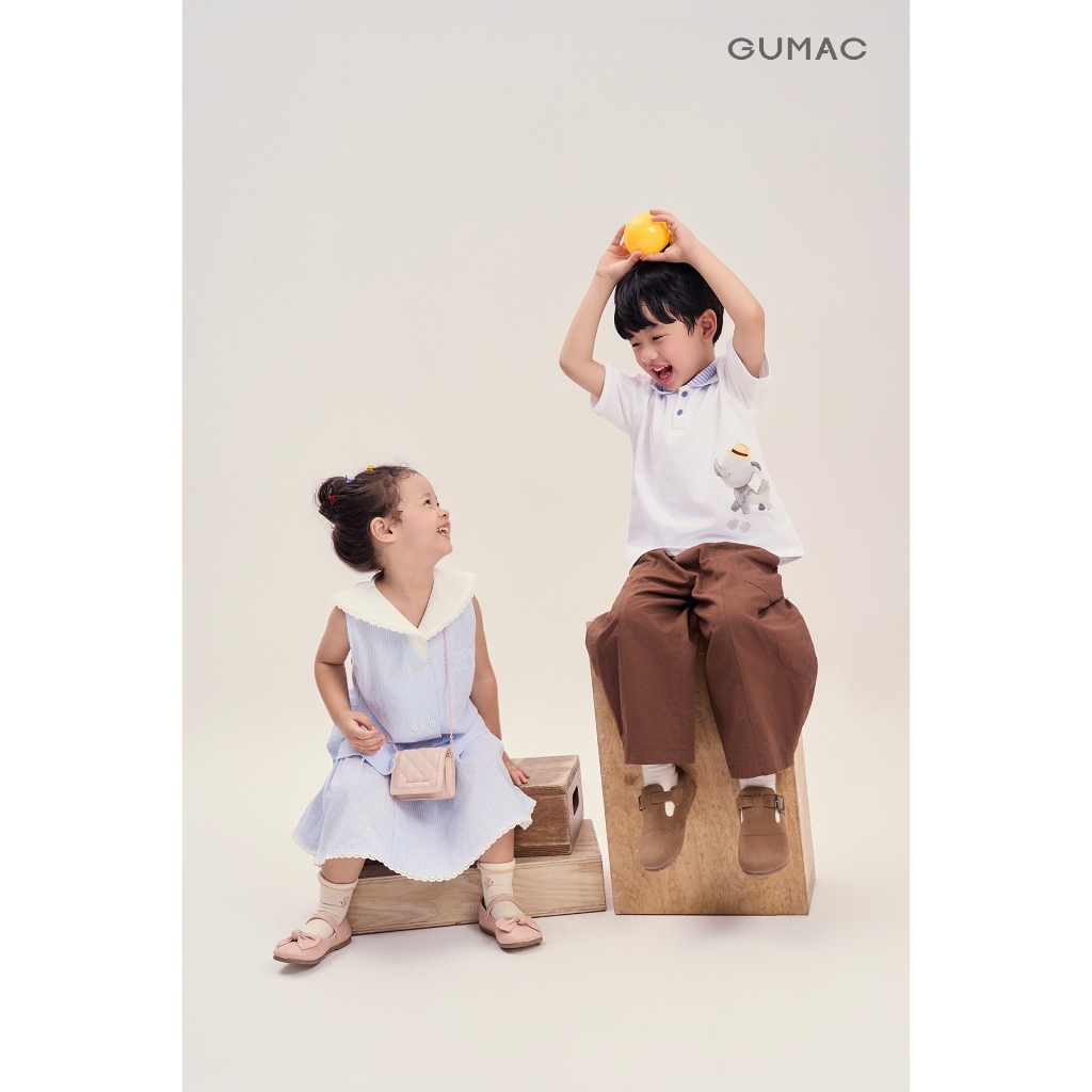 Áo Polo Bé Trai GUMAC Tay Ngắn In Hình Con Voi Cotton 2C Mềm Mát Dễ Thương APKG04088