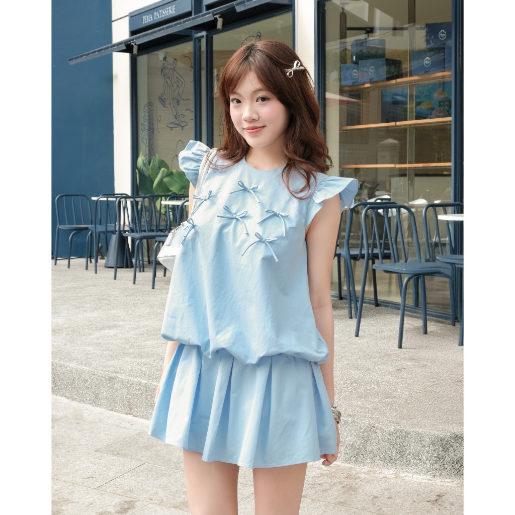 Đầm Nữ BLIZU Form Bí Xòe Phối Nơ Dễ Thương Mùa Hè SECODEE