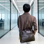 Cặp Da Nam Cao Cấp Cặp Da Thật Nam Chống Thấm Bền Đẹp Đi Làm Đựng Laptop Tài Liệu Bảo Hành 1 Năm — ảnh 7
