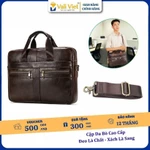 Cặp Da Nam Cao Cấp Cặp Da Thật Nam Chống Thấm Bền Đẹp Đi Làm Đựng Laptop Tài Liệu Bảo Hành 1 Năm — ảnh 1