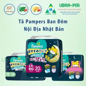 Bỉm/Tã Pampers Ban Đêm Jumbo Nội Địa Nhật – Thấm Hút Gấp 3, Chống Tràn 360°, Bé Ngủ Ngon Suốt Đêm