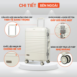 Combo 2 Vali Khoá Khung MIAvn Larita HILARY Size 20/24/28 - Nhựa PC/ABS Bền Bỉ Cao Cấp, Khoá Khung Bảo Tuyệt Đối