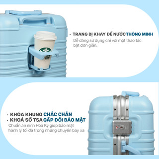 Combo 2 Vali Khoá Khung MIAvn Larita HILARY Size 20/24/28 - Nhựa PC/ABS Bền Bỉ Cao Cấp, Khoá Khung Bảo Tuyệt Đối