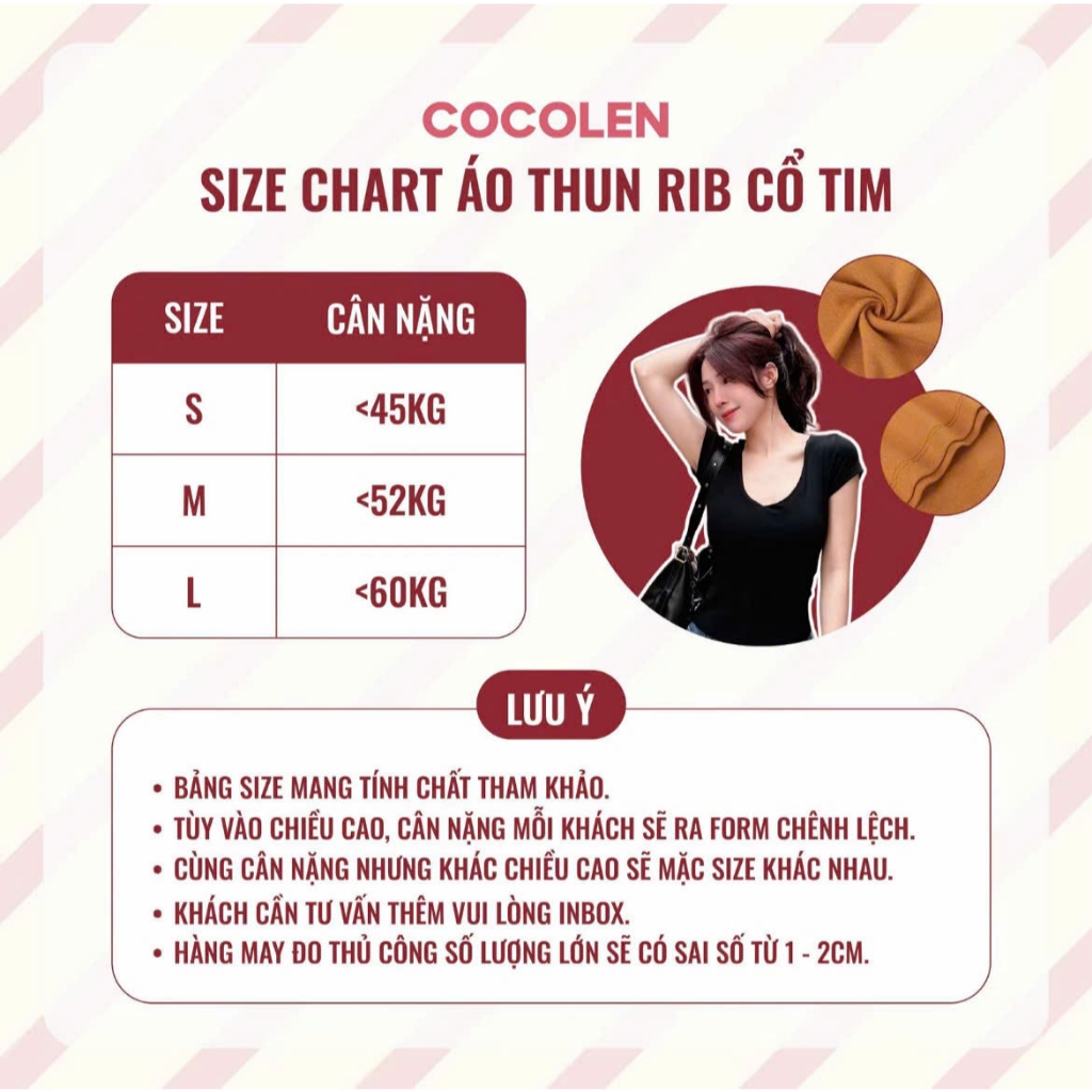 Áo Thun Cộc Cổ Tim Hot Mùa Hè COCOLEN - Chất Liệu Rib Co Giãn Nhiều - Mát - Thoải Mái - A087