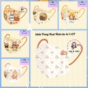 Khẩu Trang Hoạt Hình Chồn 2026 Cho Bé 4-12T - MrMrsHouse