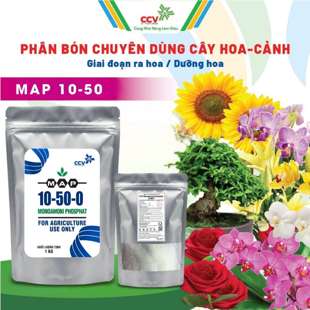 Phân bón MAP 10-50 Con Cò Vàng cho Hoa giúp kích nụ nhanh, bung nụ mạnh ...