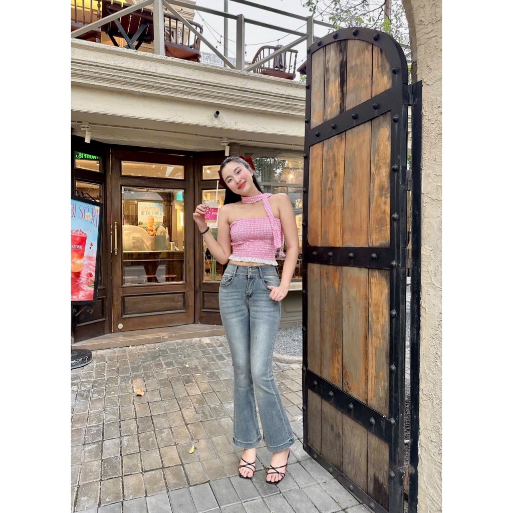 90-92cm Quần Jeans Nữ, Quần Bò nữ Lưng Cao CO Giãn Tôn Dáng