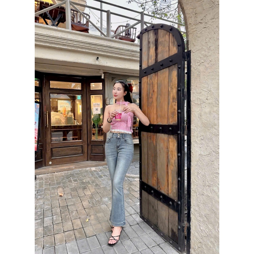 90-92cm Quần Jeans Nữ, Quần Bò nữ Lưng Cao CO Giãn Tôn Dáng