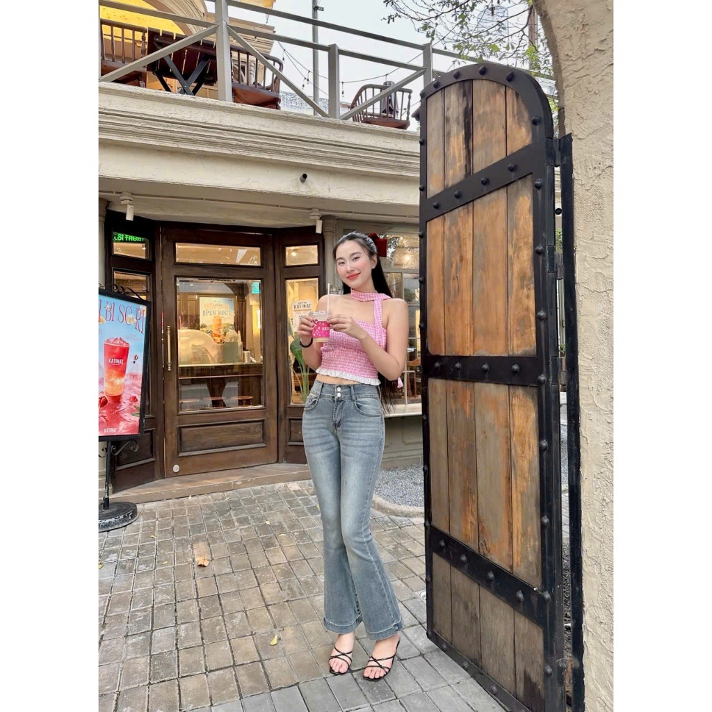 90-92cm Quần Jeans Nữ, Quần Bò nữ Lưng Cao CO Giãn Tôn Dáng