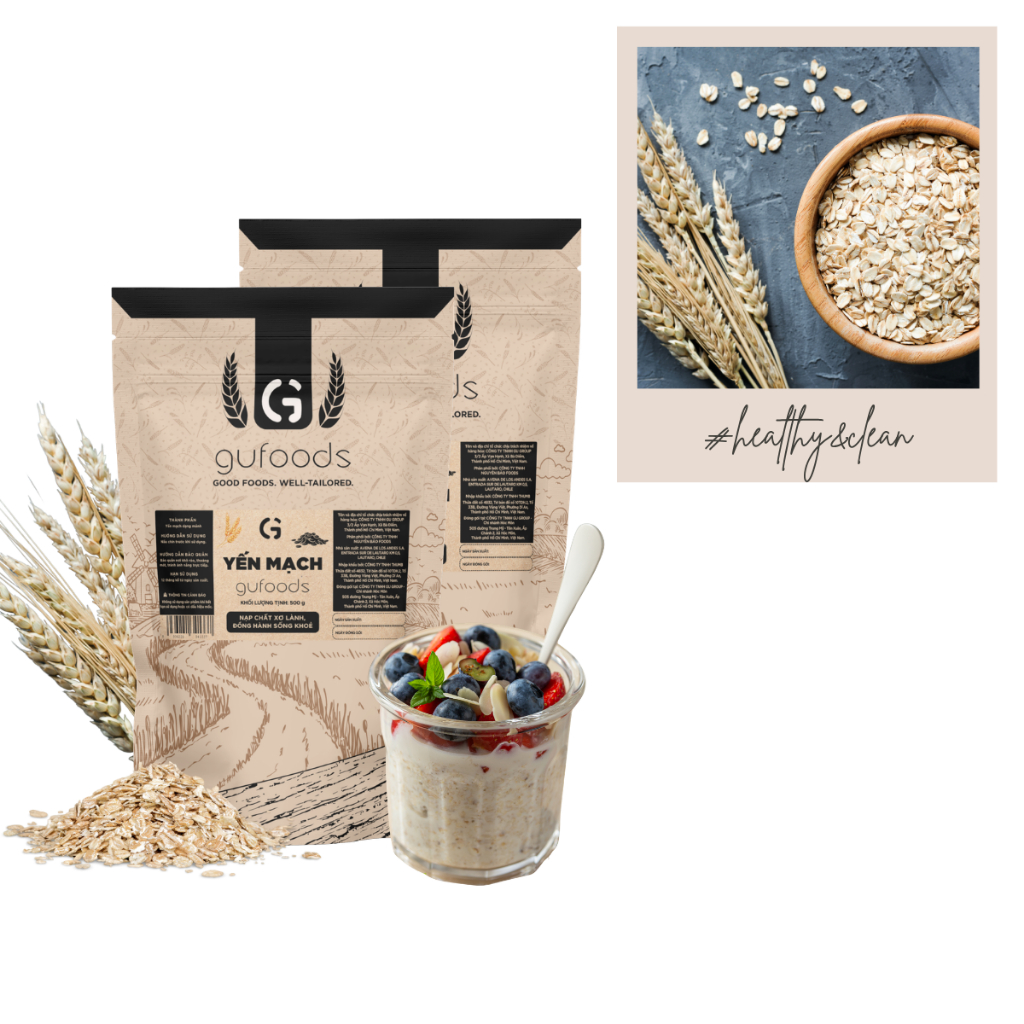 [1kg] Combo 2 Yến mạch tươi cán mỏng GUfoods — Healthy, Gym