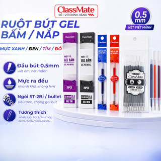 Combo 20 Ruột Bút Gel, Ngòi Bút Gel 0.5mm CLASSMATE Lâu Hết Mực Xanh Đỏ Đen Tím Không Gai Nhanh Khô