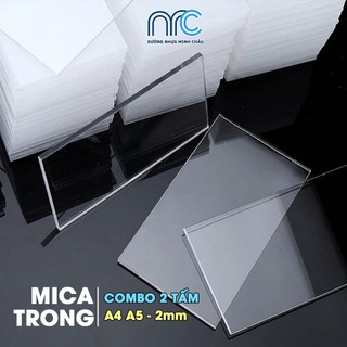 (Combo 2) Tấm mica trong suốt, Tấm nhựa mica nhiều kích thước A3, A4, A5 làm đồ trang trí decor