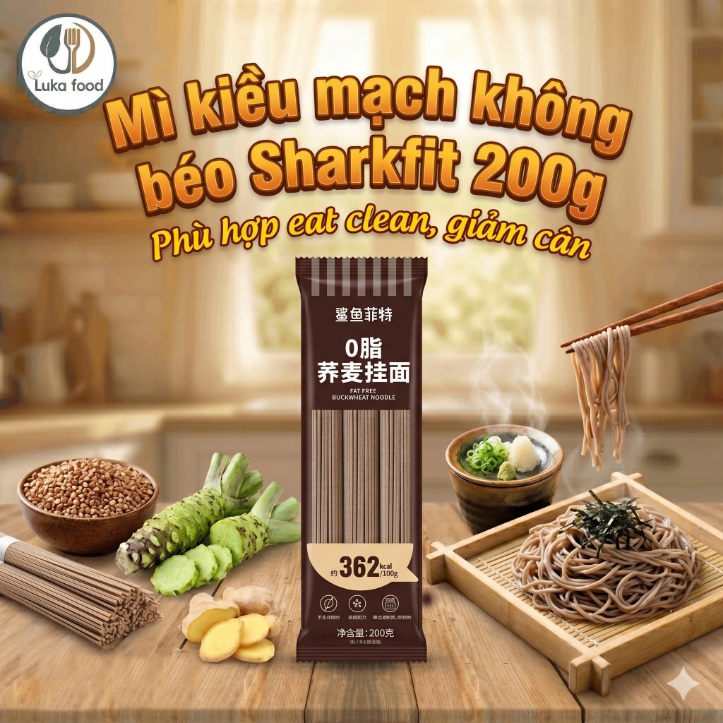 Mì Ăn Kiêng Kiều Mạch Đen Gao Yu Fei Te 0 Béo (200g), Mì Eat Clean Healthy Nguyên Cám Ít Calo Luka Food