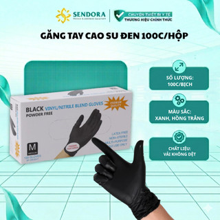 Găng Tay Y Tế Màu Đen Không Bột 100 cái Găng Tay Dùng 1 Lần Găng tay y tế Co Giãn Tốt,  Phù Hợp Spa, Tattoo