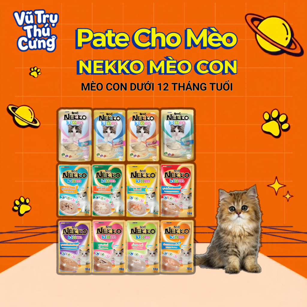 Pate Nekko Kitten dành cho mèo con gói 70g nhiều dinh dưỡng
