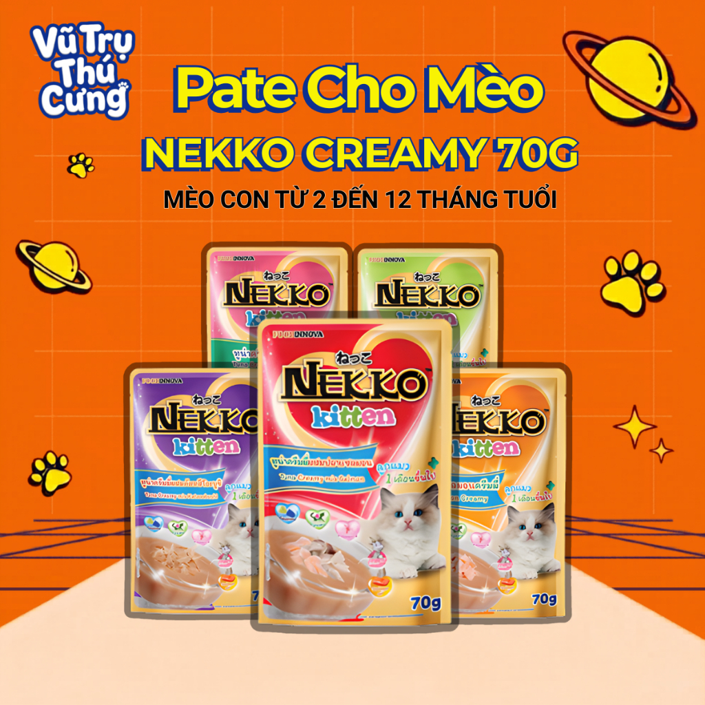 Pate Nekko Creamy Kitten cho Mèo con sốt kem gói 70g