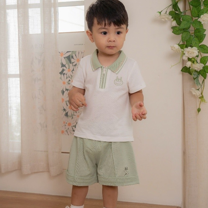 BỘ CỘC TAY POLO DA CÁ CỔ TRỤ KÉO KHÓA [ SIÊU MỀM, MÁT, MỊN CO DÃN VÀ THẤM HÚT TỐT] SZ 6/9M - 4Y (HCT12)