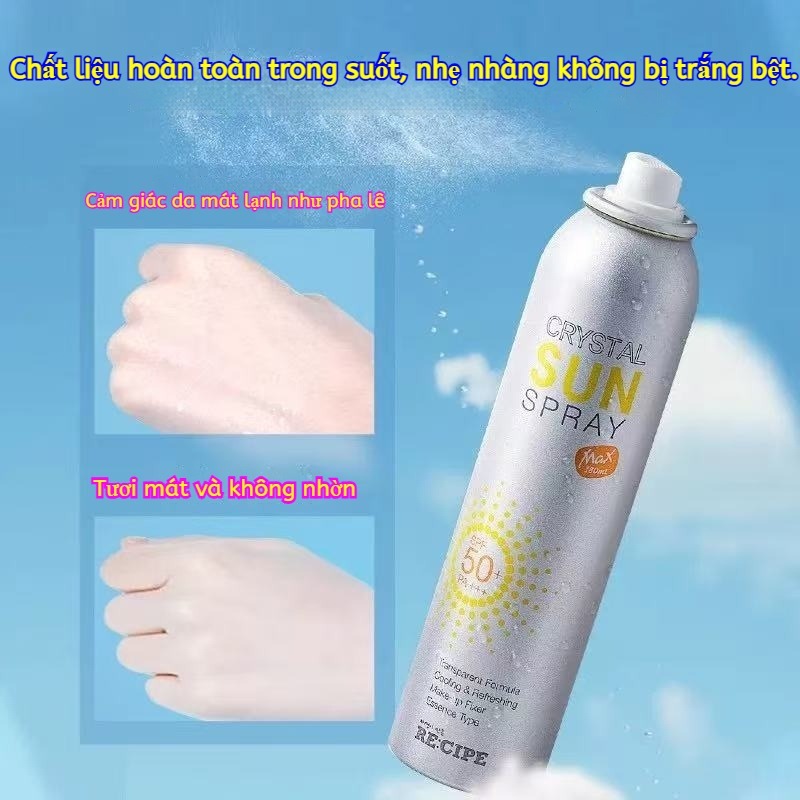 Kem chống nắng body dạng xịt SPF50, chống nước, chống mồ hôi, dùng cho mặt và cơ thể