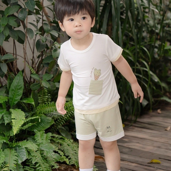 Bộ cộc tay chất liệu smoothy mềm mỏng mát phối túi dành cho bé Lil Little Love (HCT04)