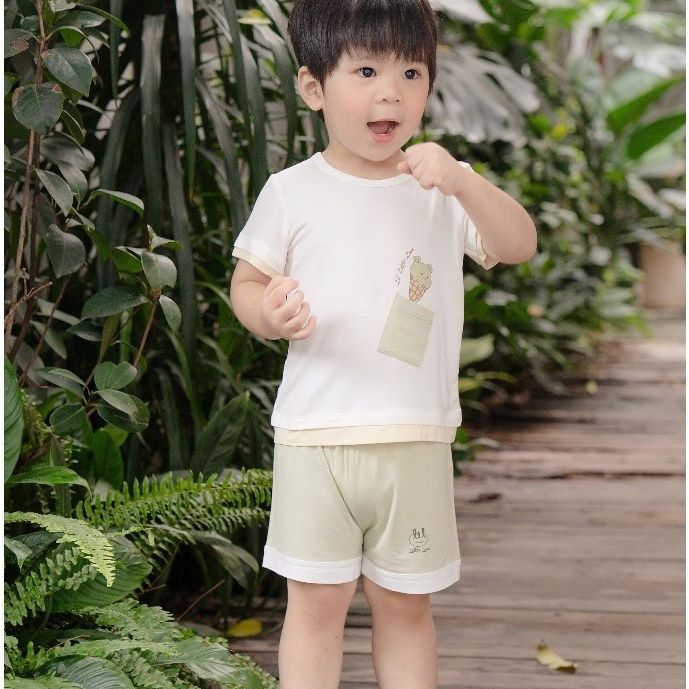 Bộ cộc tay chất liệu smoothy mềm mỏng mát phối túi dành cho bé Lil Little Love (HCT04)