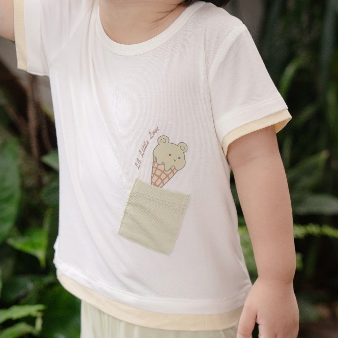 Bộ cộc tay chất liệu smoothy mềm mỏng mát phối túi dành cho bé Lil Little Love (HCT04)