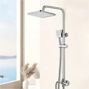 Bộ Vòi Hoa Sen Thép Không Gỉ 304 Hình Vuông Đứng Nóng Lạnh Sen Tắm Tăng Áp Cao Tiết Kiệm Nước