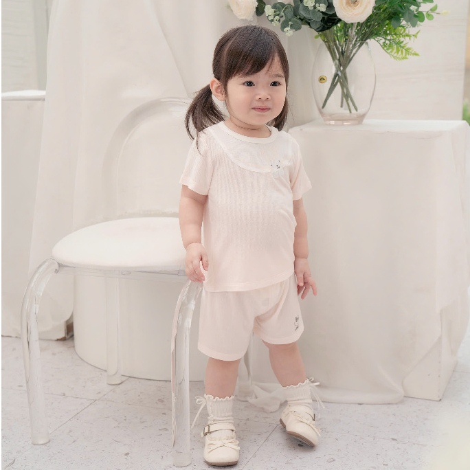 BỘ CỘC VẢI MODAL BÉ GÁI PHỐI VAI BÈO [ SIÊU MỀM, MÁT, MỊN CO DÃN VÀ THẤM HÚT ] SZ 6M -4Y (HCT13)