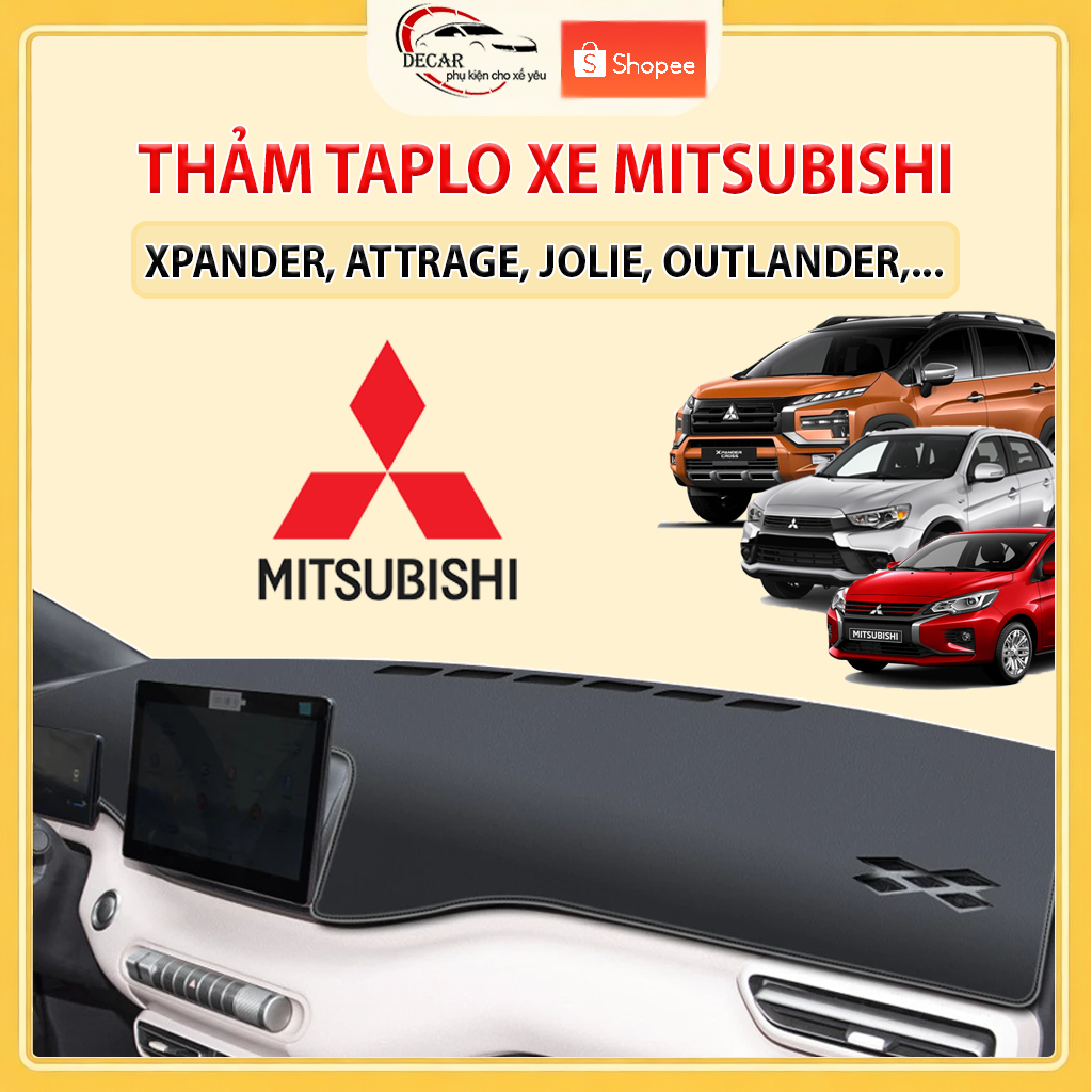 Thảm Taplo Ô Tô Da Cacbon, Nhung Lông Cừu Cao Cấp Xe MITSUBISHI Xpander, Attrage, Mirage, Triton, Outlander, Grandis,...