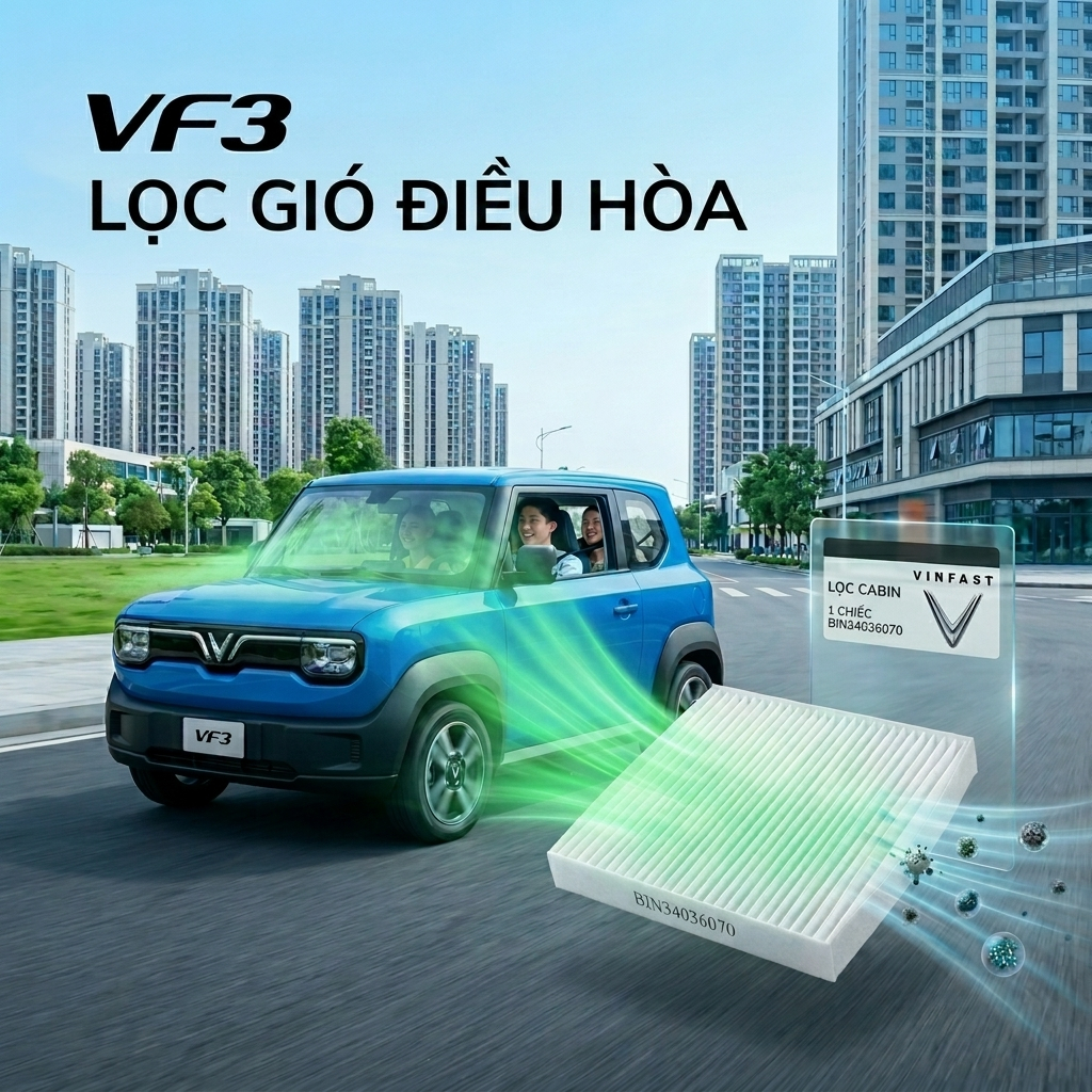 Lọc gió điều hòa cho VinFast VF3 chuẩn lọc sạch bụi mịn dễ lắp đặt (BIN34036070)