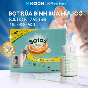 Bột rửa bình sữa Satos 760gr - Siêu tiết kiệm - Dành cho máy rửa bình sữa - Hữu Cơ - 100% tự nhiên - Không hoá chất