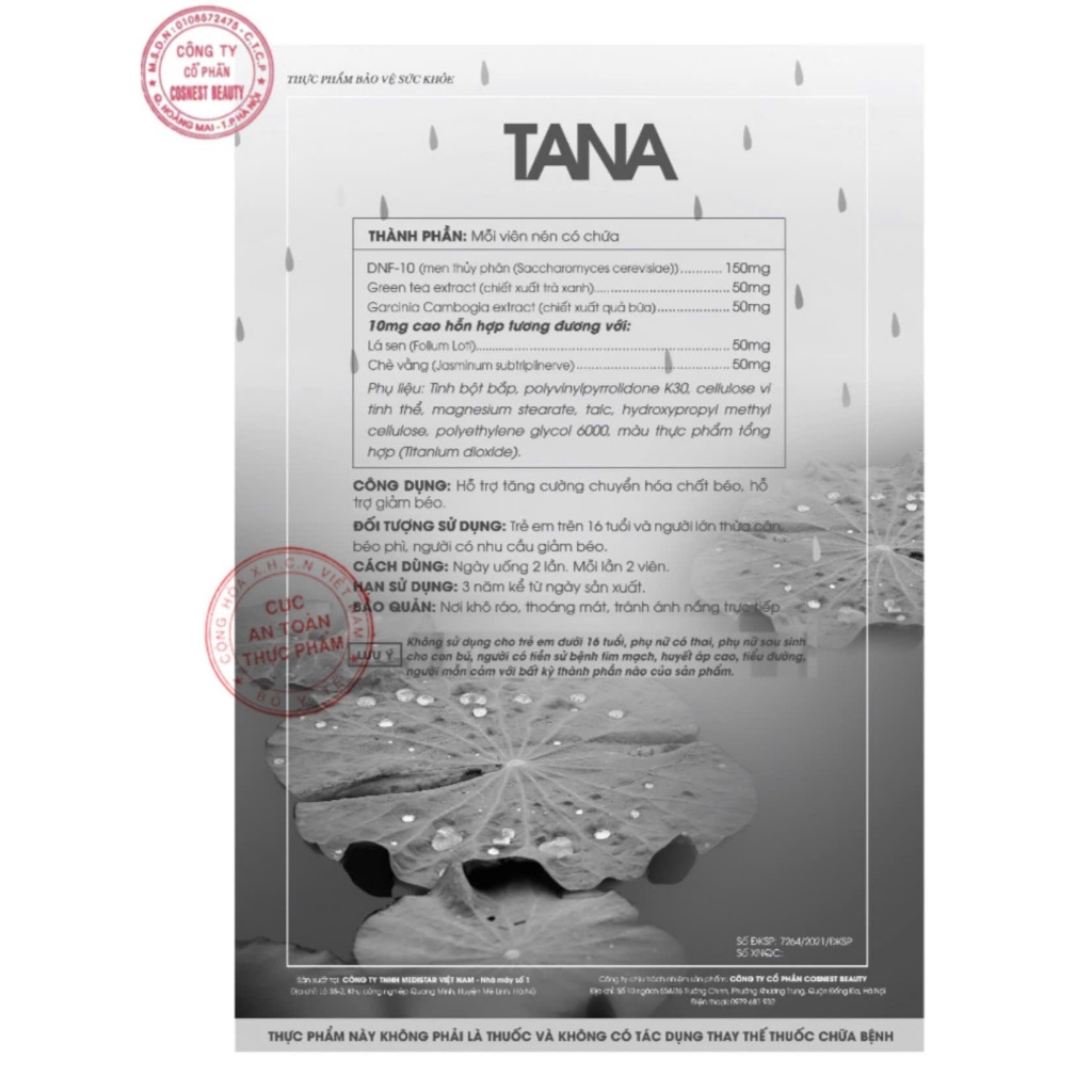 [CHÍNH HÃNG] <Liệu trình giảm 8-10kg> Giảm cân TANA 19 - dành cho người giảm cân lâu năm