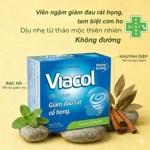 Viên ngậm thảo dược Viacol giúp long đờm, giảm ho, cải thiện tình trạng đau rát họng, khan tiếng (Hộp 20 viên)