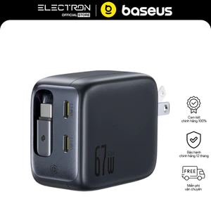 Củ Sạc Nhanh Baseus EnerCore CJ11 67W (2*Type-C port, With 82cm Type-C Built-in Cable, AI-Powered Real-Time Monitoring)
