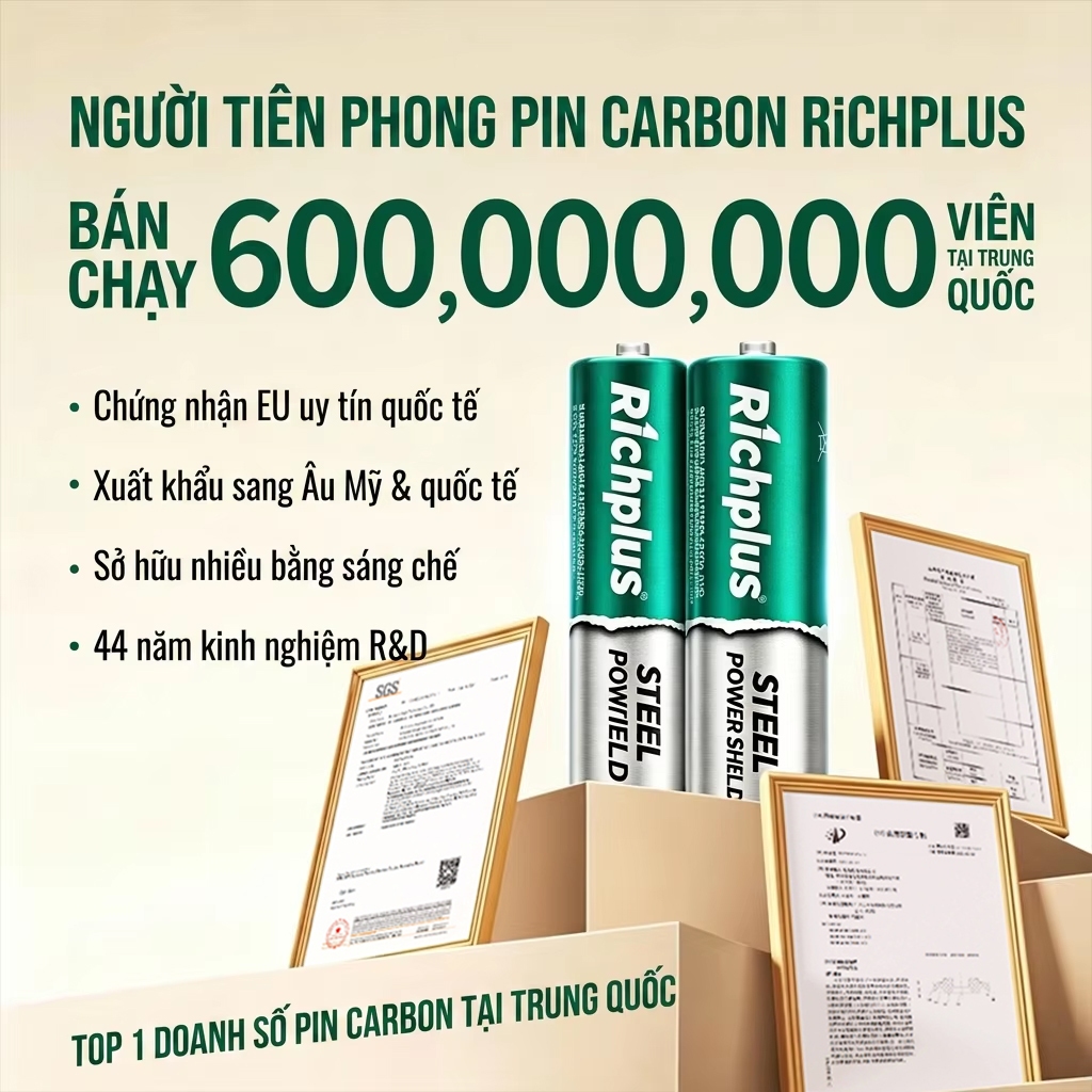 NANFU Richplus Pin AA/AAA 1.5V – Pin Carbon Vo Thep, Khong Thuy Ngan, Chong Ro Ri, HSD 5 Nam