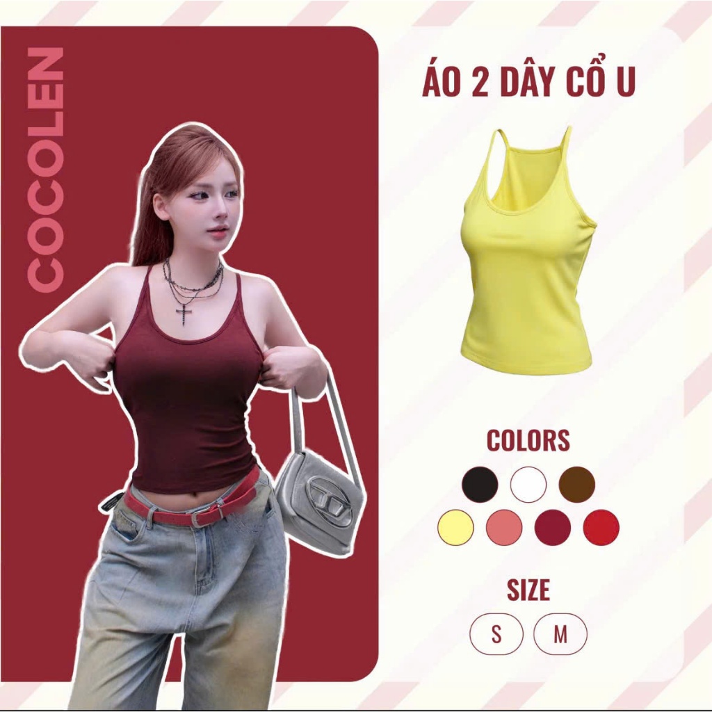Áo 2 Dây Có Đệm Nâng V1 COCOLEN, Chất Liệu Zip Hàn Thấm Hút Mồ Hôi Tốt - #A010