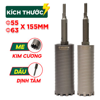 Mũi Rút Lõi Máy Khoan Workfix WF-RL63/RL55, Mũi khoan phi 63/55, Khoan Rút Lõi Tường, Bê Tông