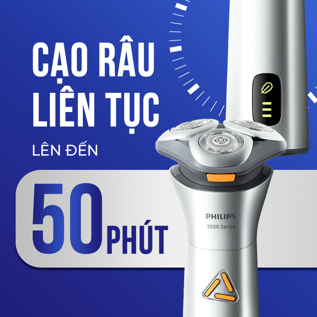 Máy cạo râu Philips S3882/00 Series 3000 – Cạo khô & ướt, chống nước, êm da