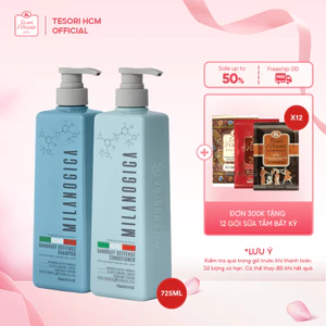 Combo Dầu Gội & Dầu Xả hương nước hoa Milanogica 355ml Phục hồi hư tổn, Giảm gàu sạch ngứa da đầu