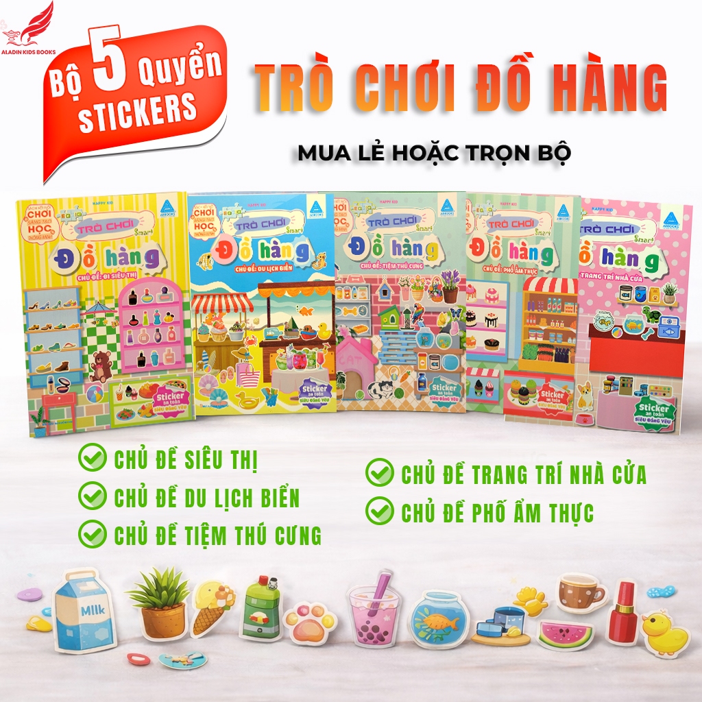 Sách -Kết Nối Chơi - Sáng Tạo Học Thông Minh - Trò Chơi Bóc Dán Sticker Đồ Hàng Nhiều Chủ Đề