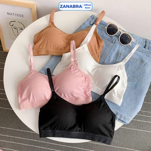 Áo Bra Mút Mỏng Đính Liền Chống Xê Dịch - Áo 2 Dây Không Gọng Cài Sau Cotton Thoáng Mát ZANABRA B727