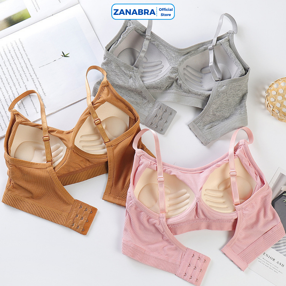 Áo Bra Mút Mỏng Đính Liền Chống Xê Dịch - Áo 2 Dây Không Gọng Cài Sau Cotton Thoáng Mát ZANABRA B727