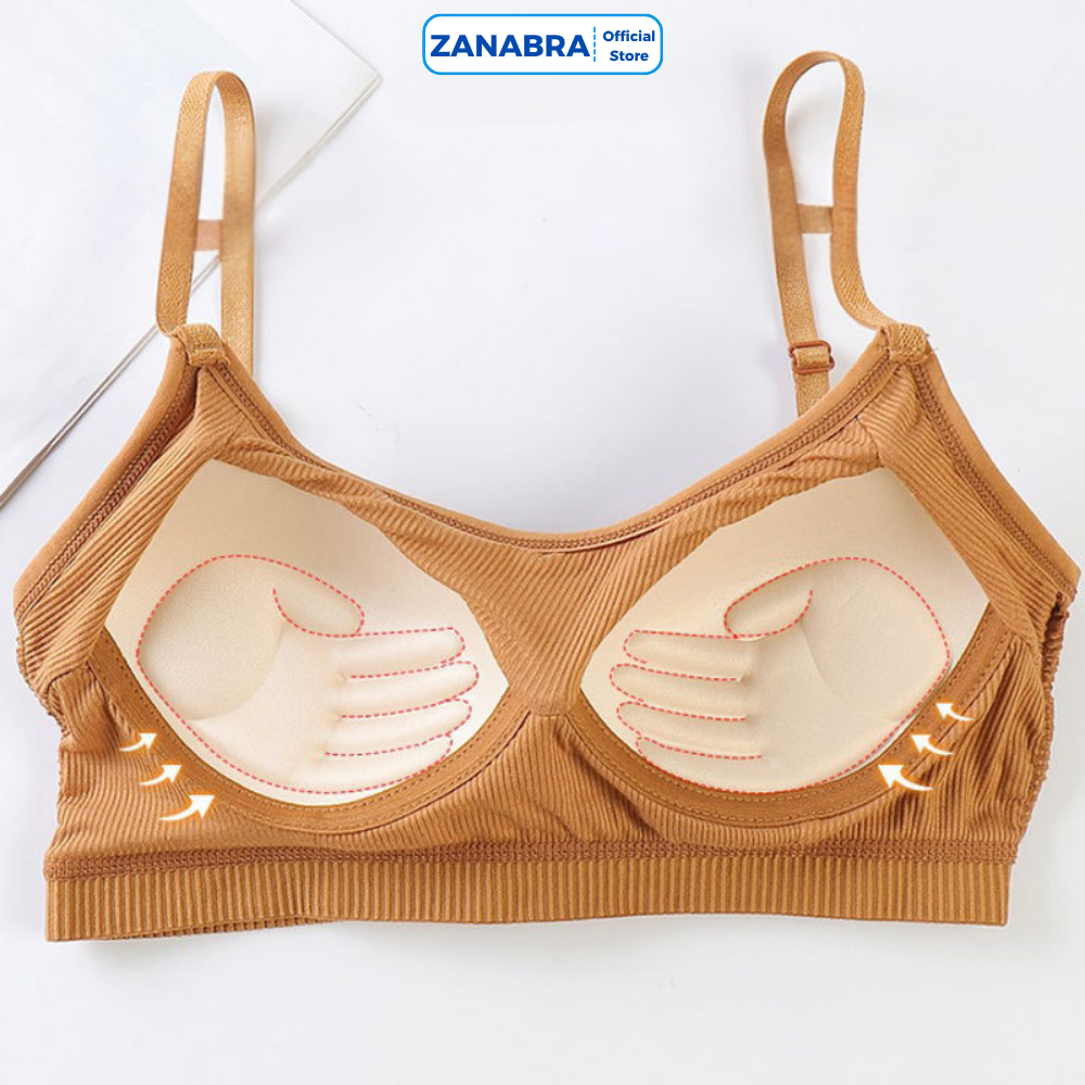 Áo Bra Mút Mỏng Đính Liền Chống Xê Dịch - Áo 2 Dây Không Gọng Cài Sau Cotton Thoáng Mát ZANABRA B727