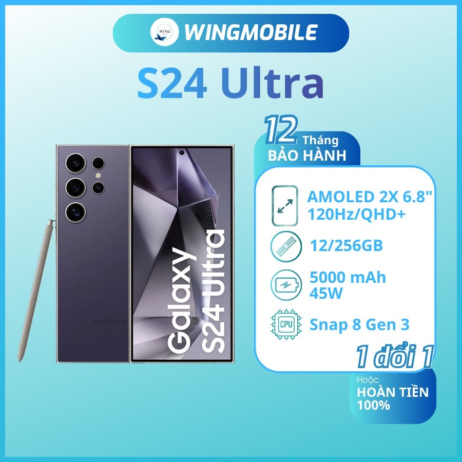 SS S24Ultra ram 12/256G, chip Snap 8 Gen 3 bảo hành 1 đổi 1 - Wingmobile | BigBuy360 - bigbuy360.vn