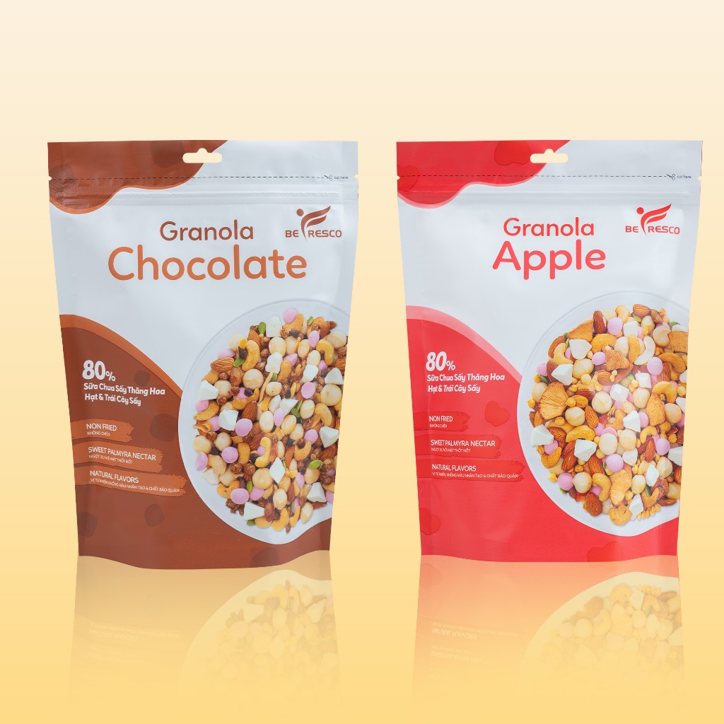 [Combo 2 Túi] Granola 80% Topping Nhiều Hạt Nhiều Viên Sữa Chua Sấy Ngũ Cốc Ăn Liền, Ít Đường Befresco